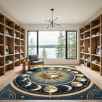 Celestial Golden Moon Phase Sun Rug