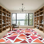 Crimson Coral Geometric Triangle Collage Rug
