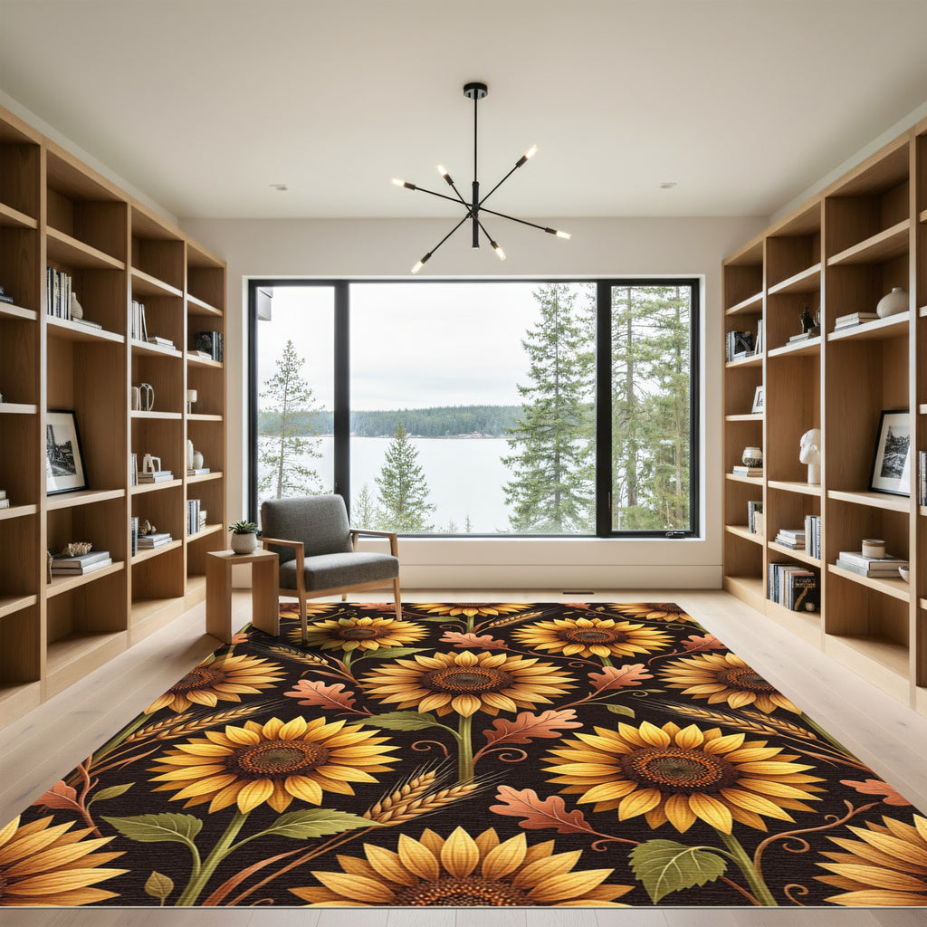 Golden Sunflower Autumn Harvest Arrangement Rug