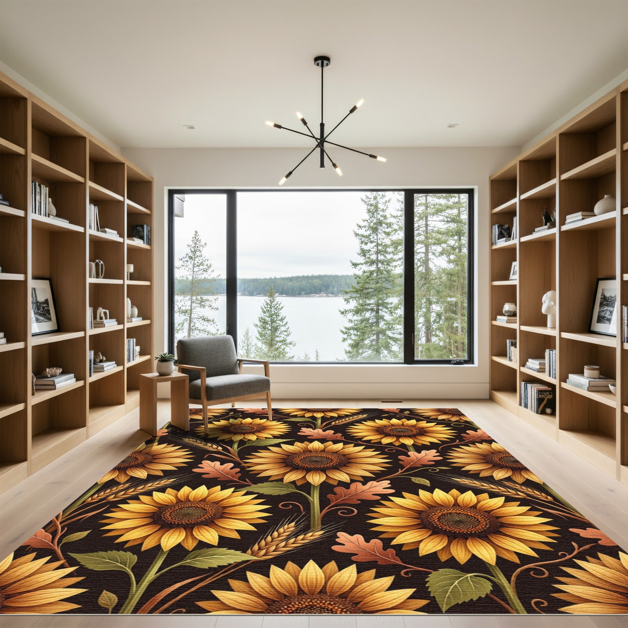 Golden Sunflower Autumn Harvest Arrangement Rug