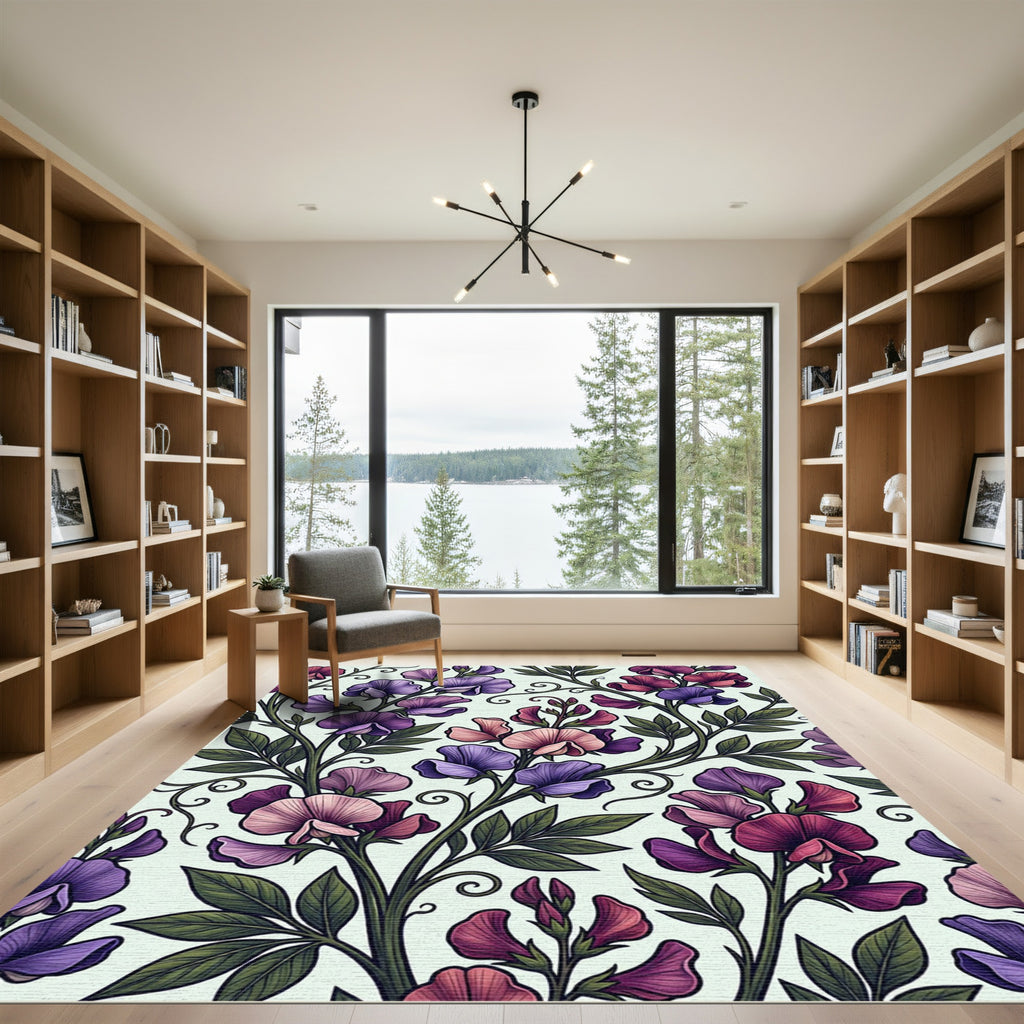 Enchanted Sweet Pea Floral Vine Rug