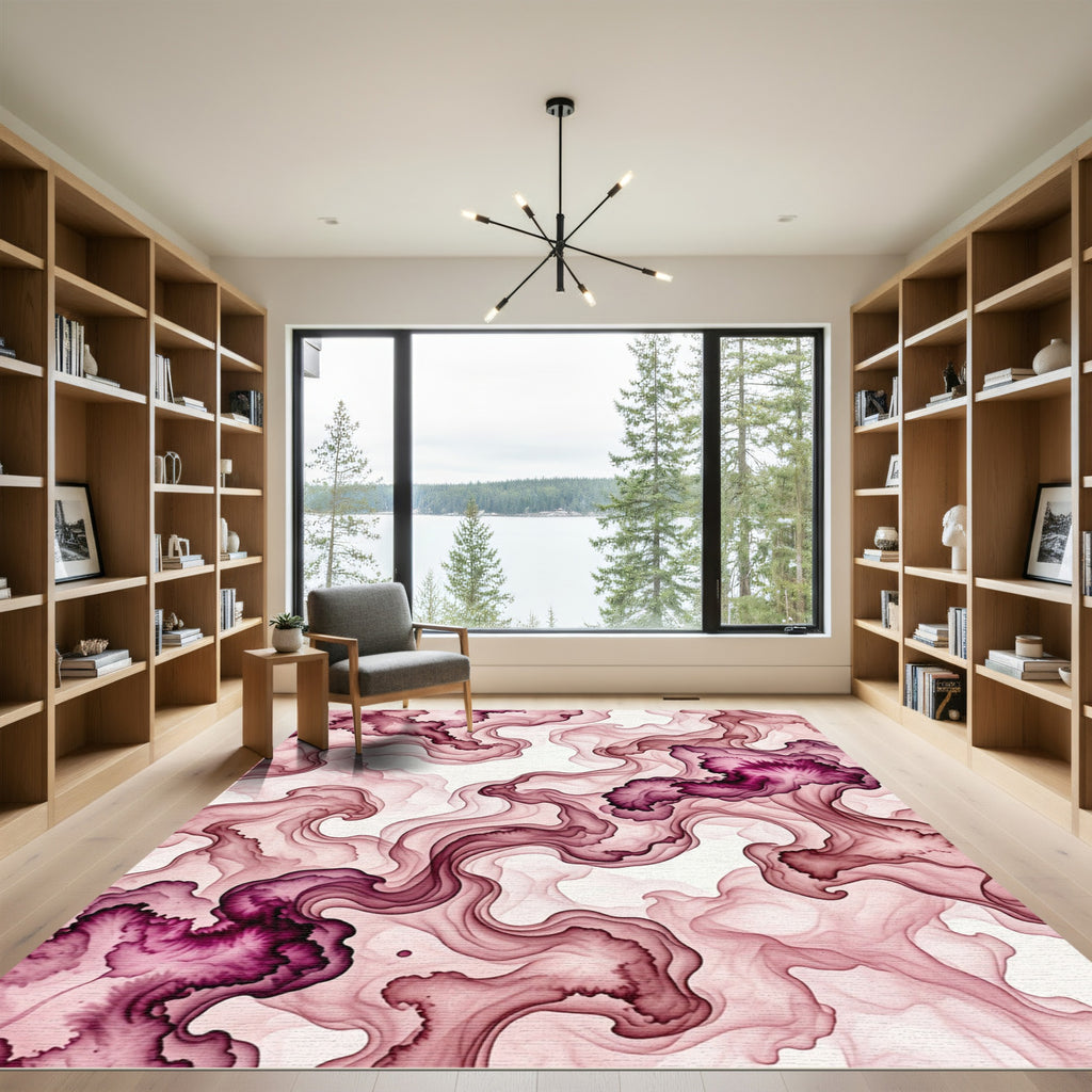 Deep Ink Wash Ribbons Rug