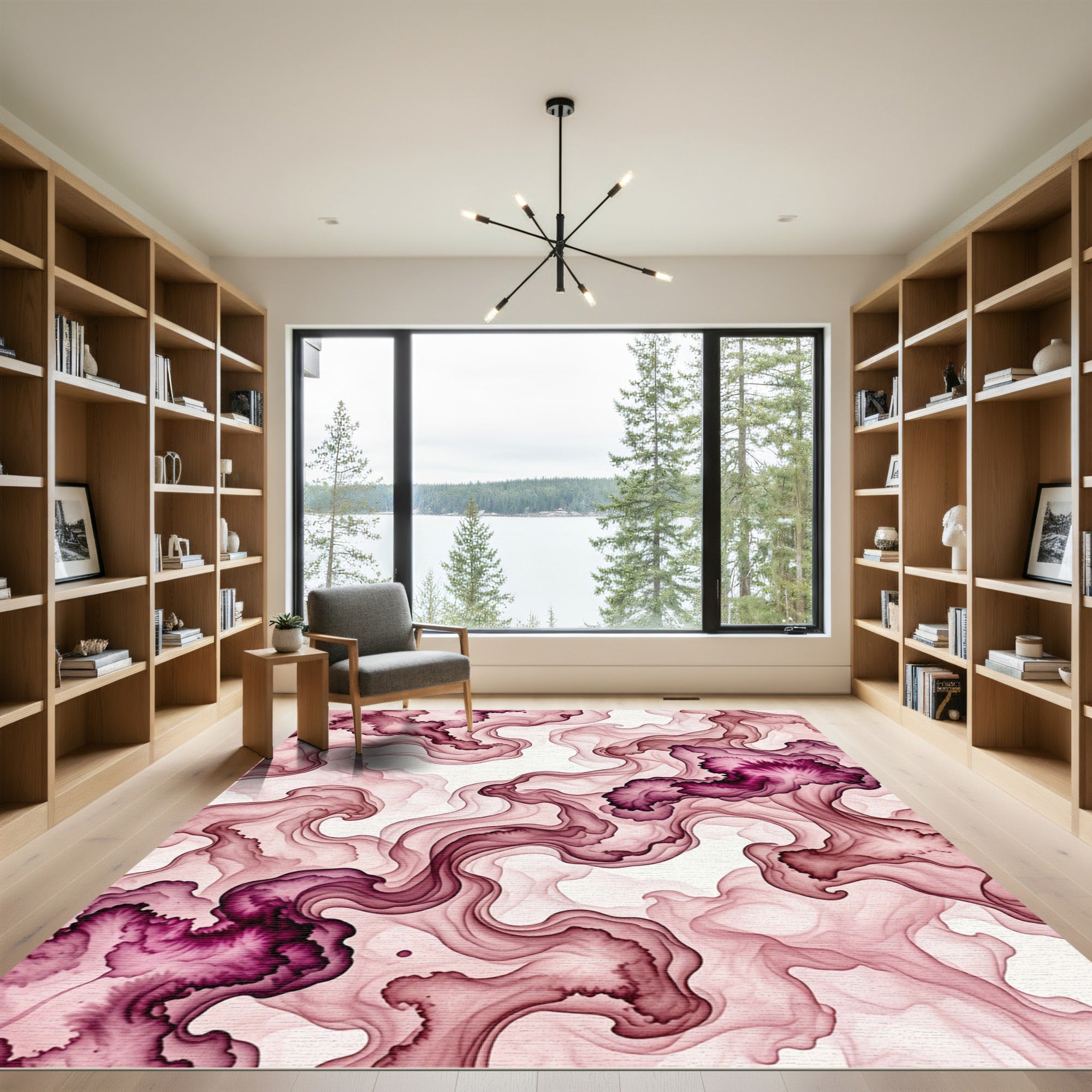 Deep Ink Wash Ribbons Rug