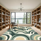 Sage Green Retro Mid-Century Arch Wave Rug