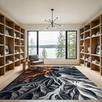 Volcanic Lava Black And White Swirls Rug