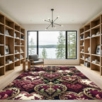 Regal Crimson Heart Embellished Garden Rug