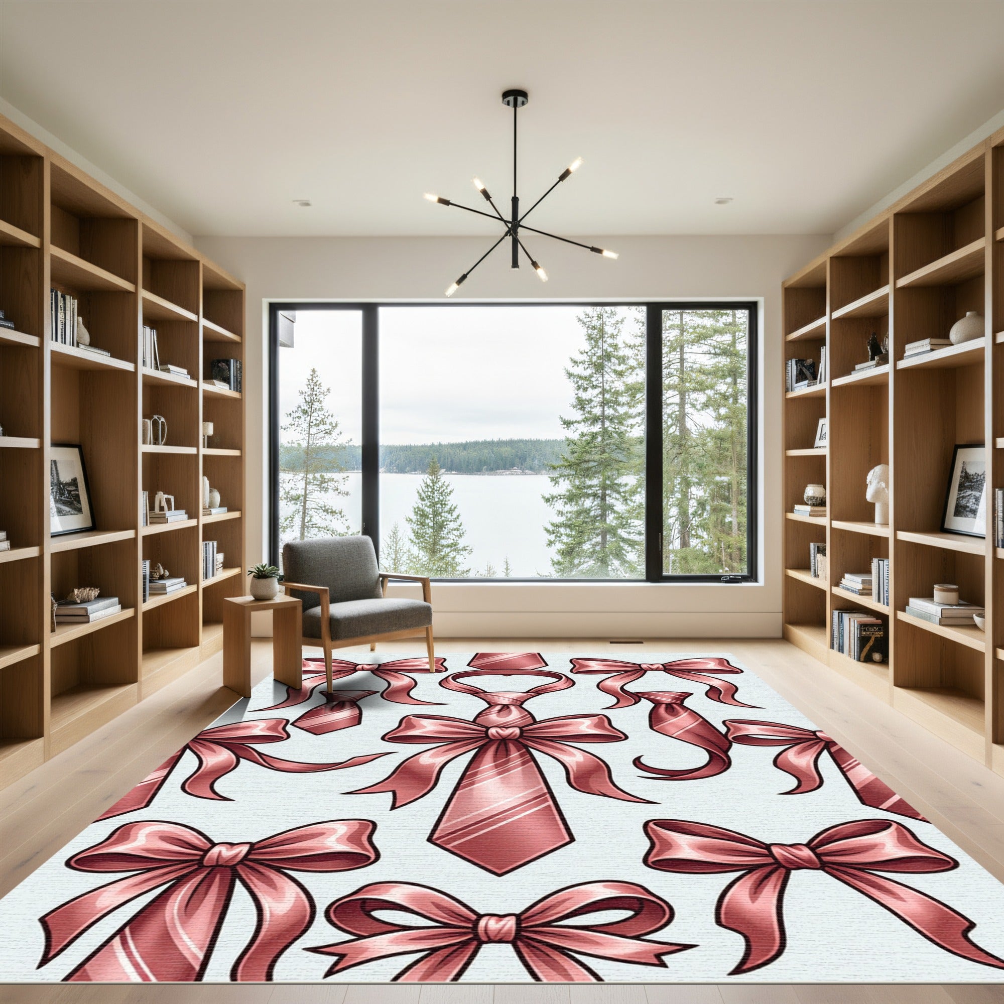 Elegant Rose Gold Bow Tie Illustration Rug