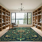 Emerald Verdant Floral Ornate Medallion Rug