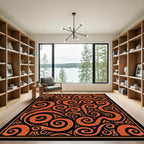Orange Serpent Swirl Abstract Composition Rug