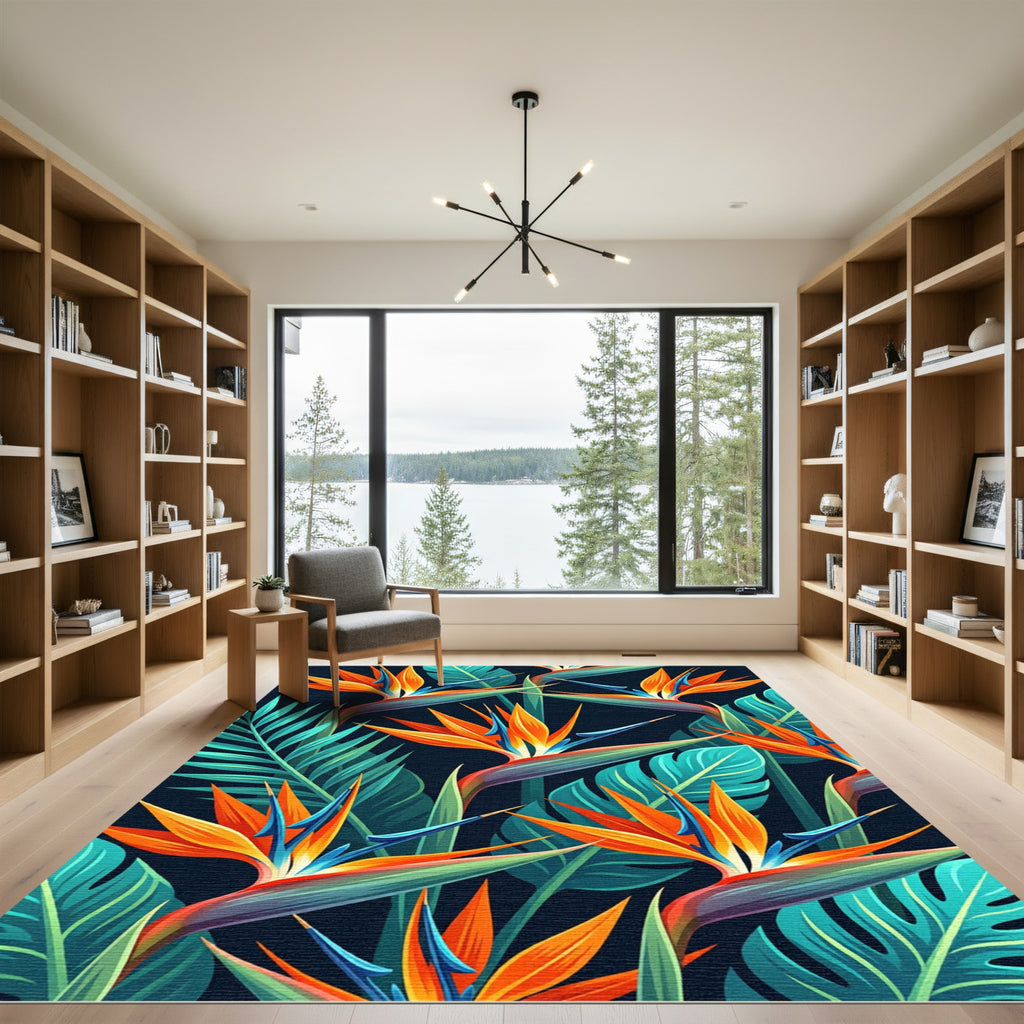 Vibrant Tropical Birds of Paradise Rug