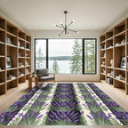 Lavender Sprigs on Striped Sage Background Rug