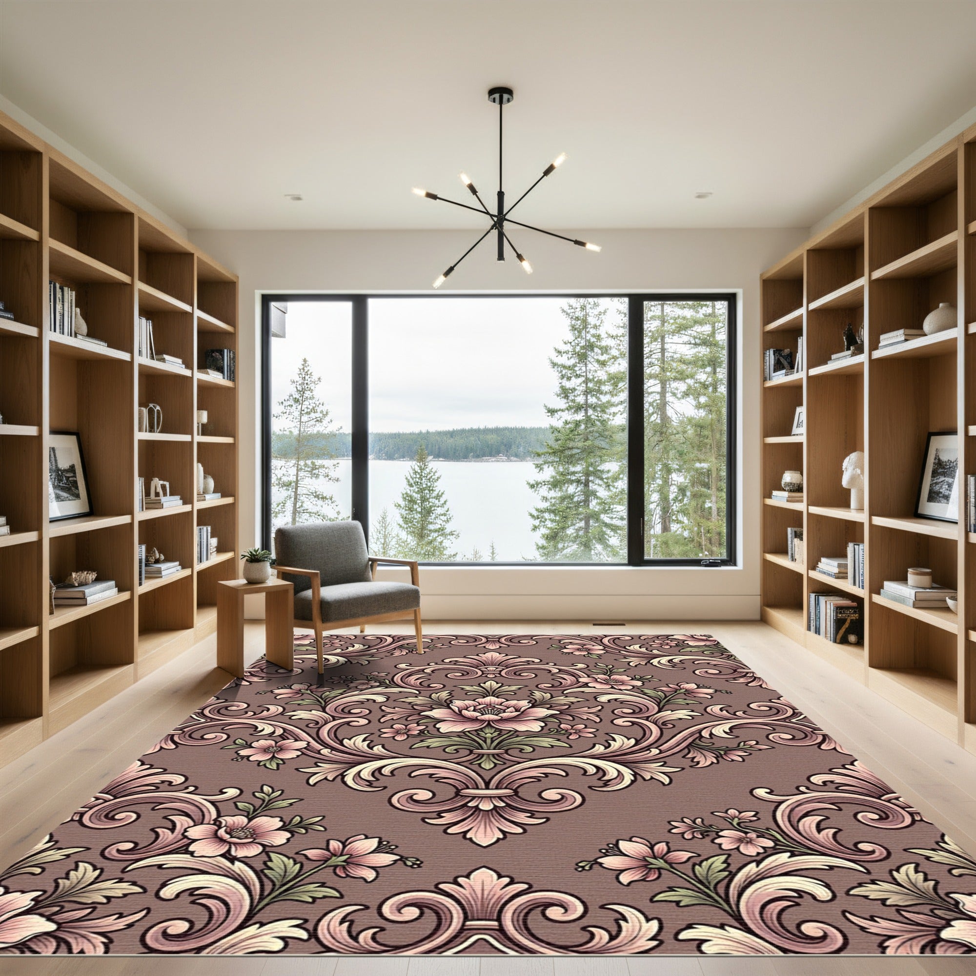 Rose Floral Acanthus Scroll Rug