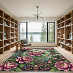 Elegant Pink Peony Archway Floral Rug