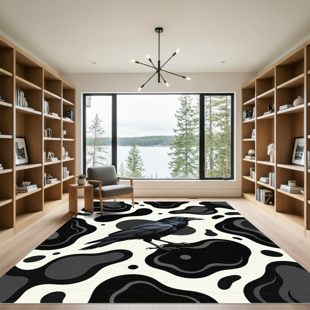 Black Raven Organic Shape Rug