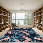 Crimson and Teal Propeller Abstract Rug