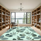 Soft Sage Eucalyptus Leafy Botanical Rug