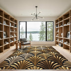 Sophisticated Art Deco Gold Fan Rug