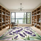 Watercolor Lavender Sprig Botanical Illustration Rug