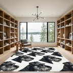 Monochrome Schnauzer Portrait Repeating Grid Rug