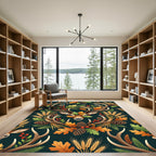 Earthy Autumn Deer Antler Forest Foliage Rug