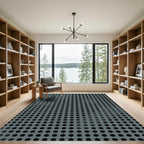 Modern Gray Polka Dot Grid Rug