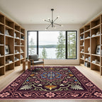 Ornate Floral Medallion Dark Plum Rug
