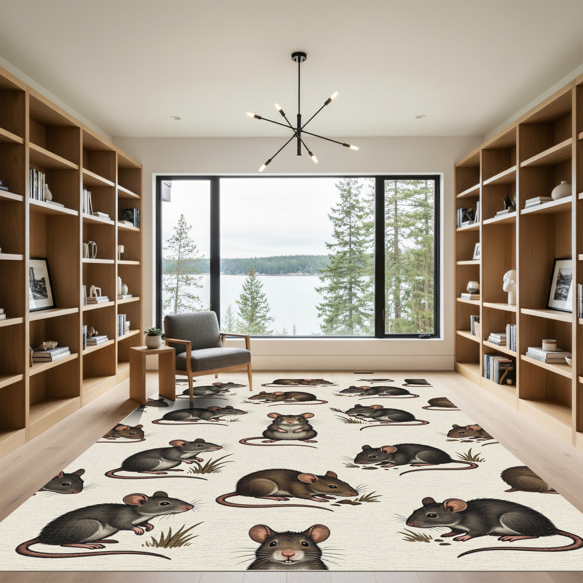 Whimsical Woodland Mouse Illustration Rug