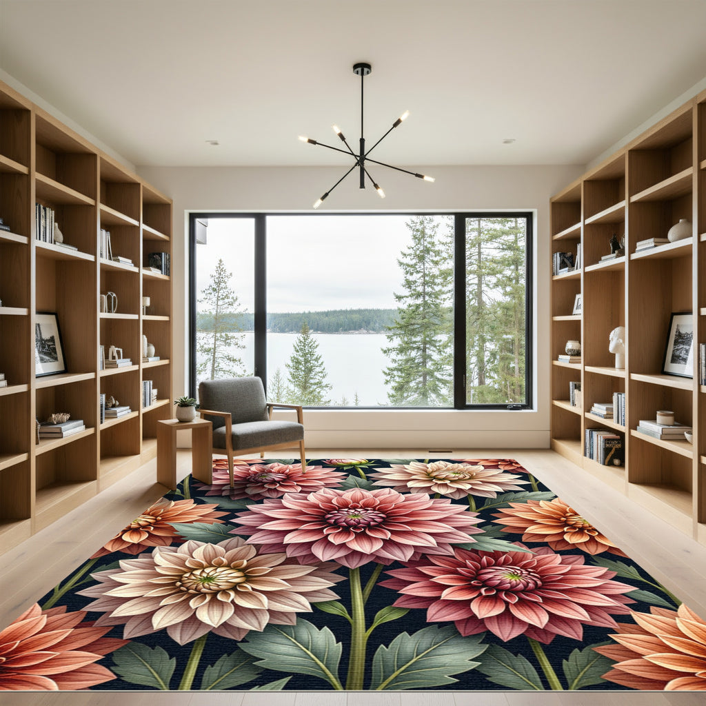 Terracotta Pink Dahlia Botanical Abloom Rug