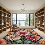 Terracotta Pink Dahlia Botanical Abloom Rug