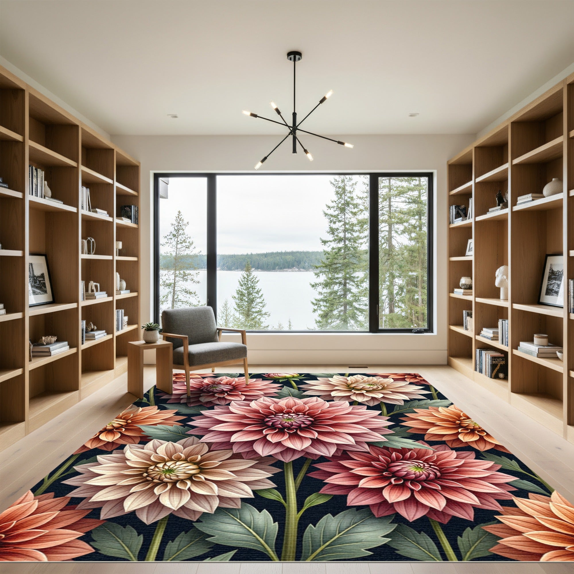 Terracotta Pink Dahlia Botanical Abloom Rug