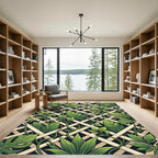 Lush Green Tropical Foliage Lattice Rug
