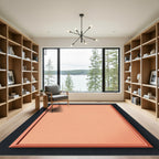 Salmon Pink Geometric Frame Rug