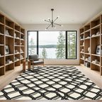 Monochrome Industrial Diamond Chain Link Rug
