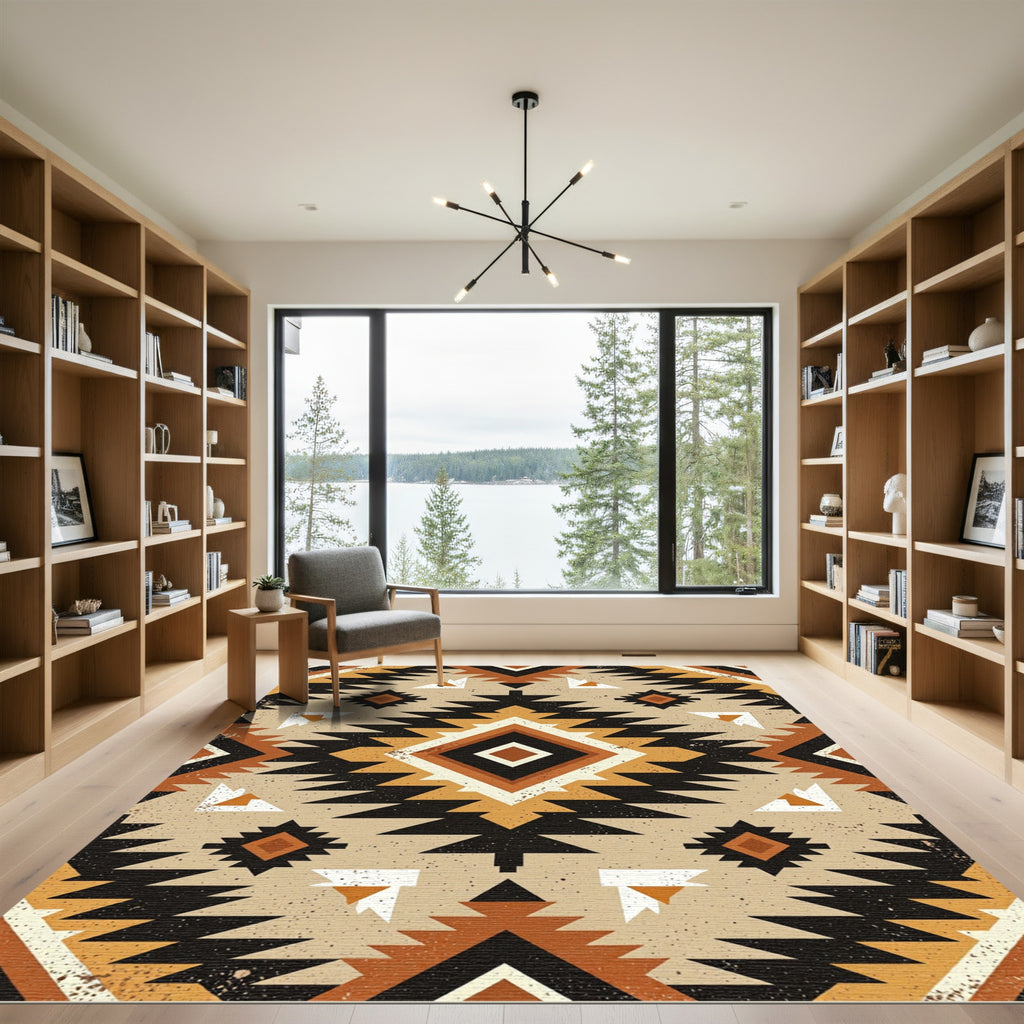Earth Tone Geometric Boho Mountain Rug