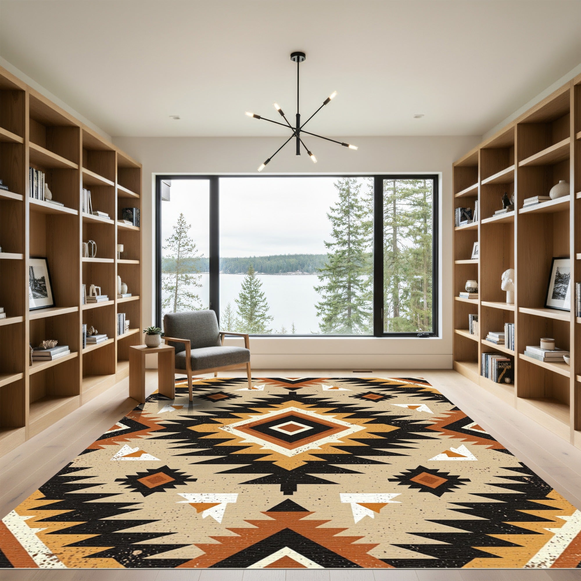 Earth Tone Geometric Boho Mountain Rug