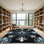 Ornamental Blue Fountain Radiant Symmetry Rug