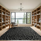 Sophisticated Charcoal Geometric Interlocking Star Rug