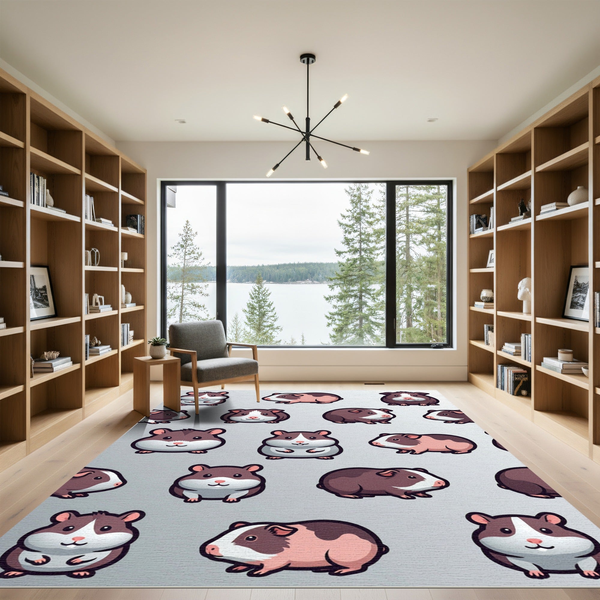 Cute Gray and Brown Guinea Pig Rug