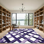 Modern Lavender Violet Geometric Lattice Rug