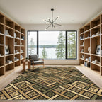 Earthy Olive Geometric Woven Lattice Rug