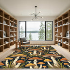 Earthy Forest Mushroom Botanical Illustration Rug