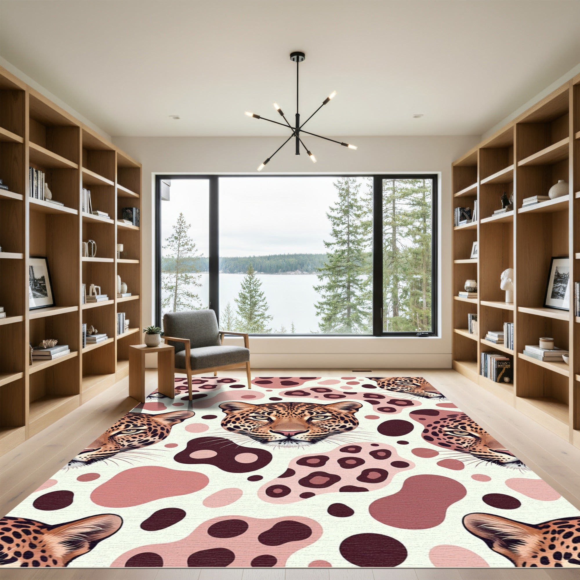 Chic Leopard Face Blush Pink Spotted Rug