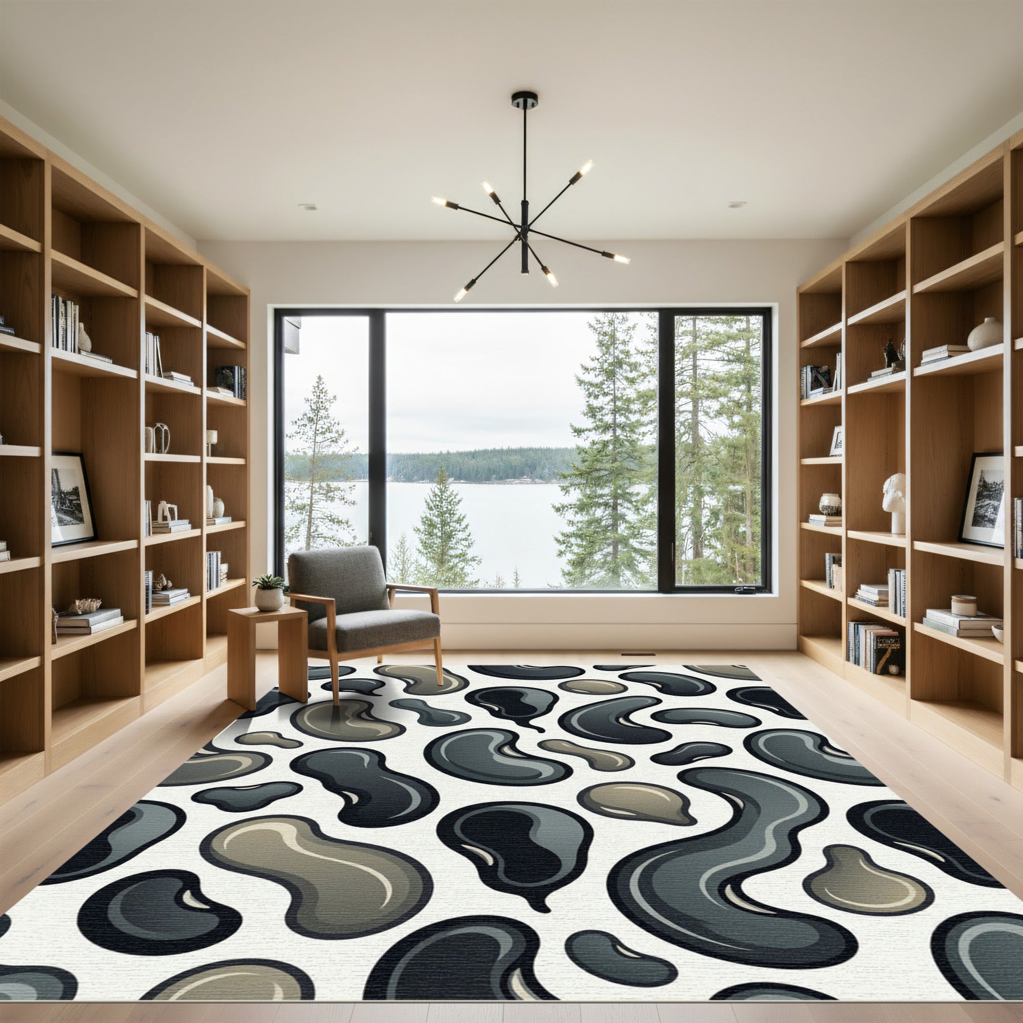 Shaded Gray Bean Toned Art Rug