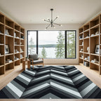 Monochrome Chevron Layered Geometric Rug