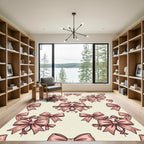 Elegant Dusty Rose Bow Ribbon Illustration Rug