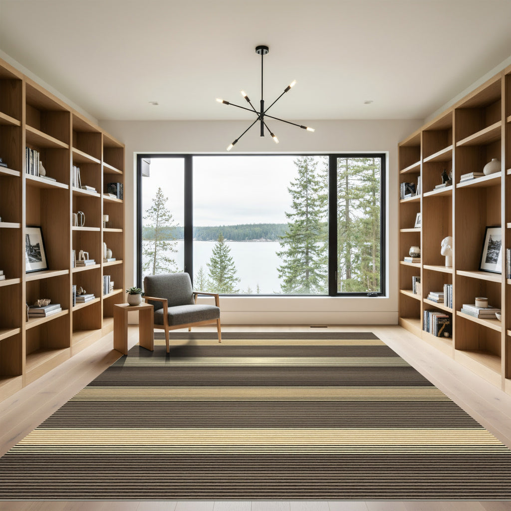 Modern Earthy Tone Linear Striped Rug
