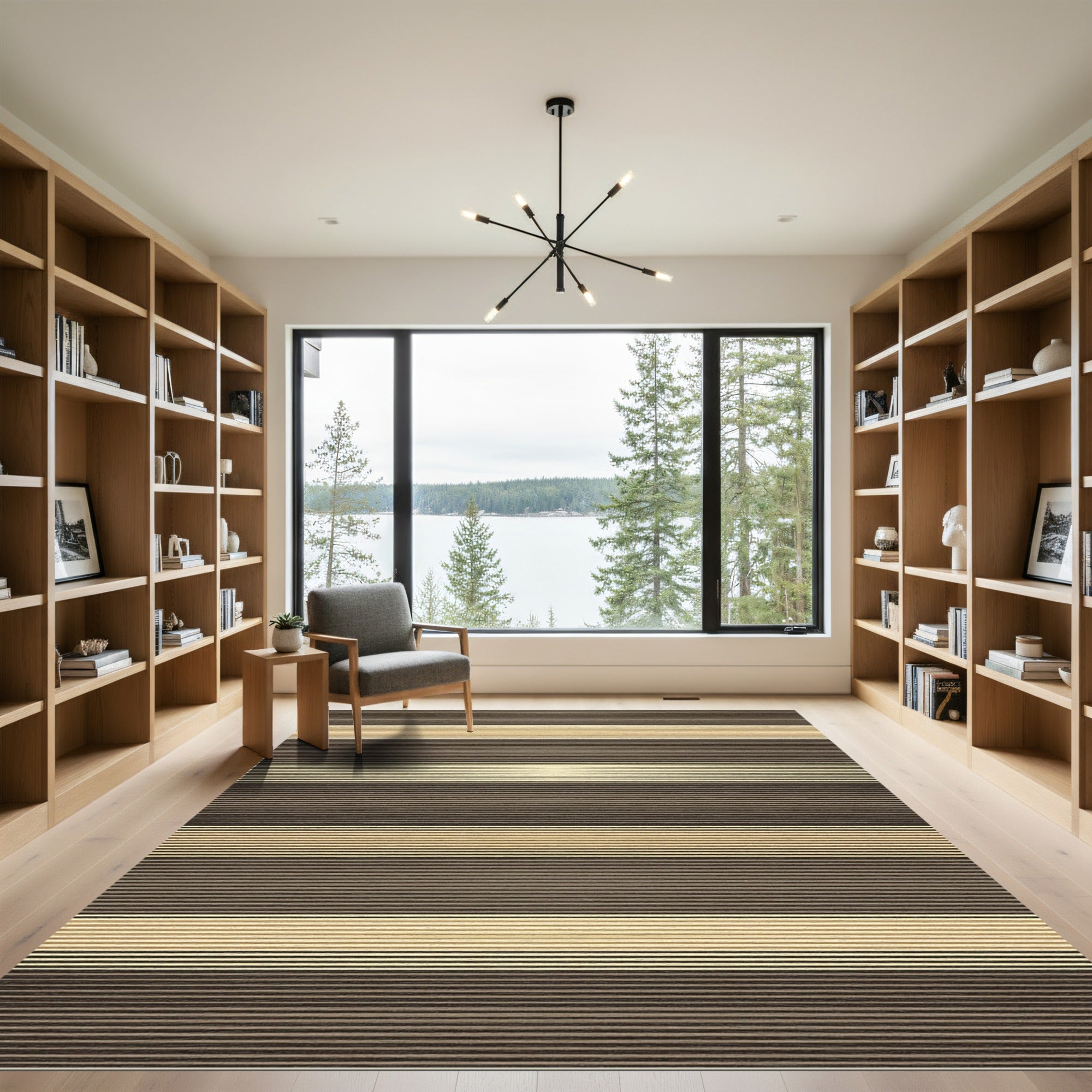 Modern Earthy Tone Linear Striped Rug
