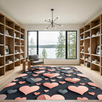 Modern Blush Pink Floating Heart Mosaic Rug