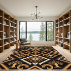 Geometric Earthy Ram Totem Diamond Rug