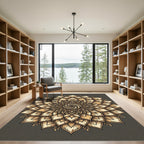 Golden Sepia Ethereal Swirl Mandala Rug